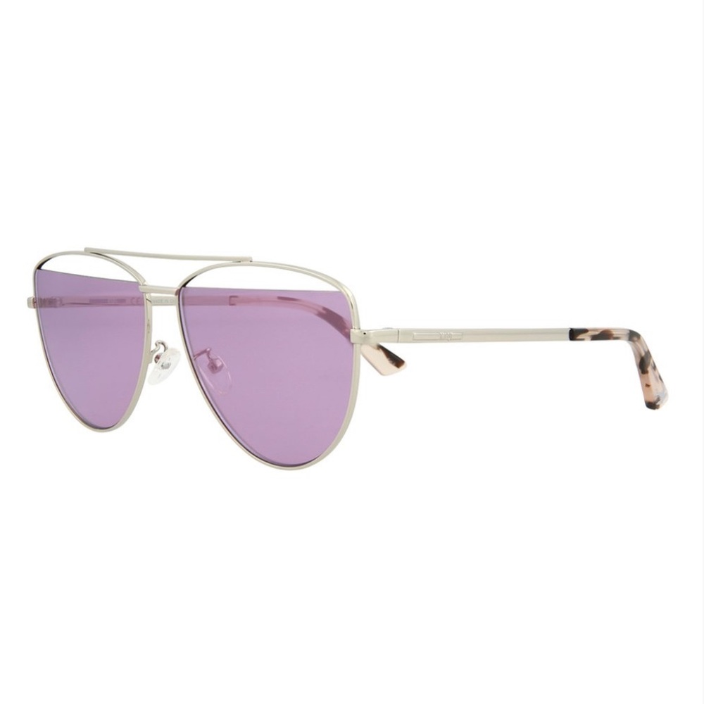 McQ Alexander McQueen Silver & Violet Core Aviator Sunglasses UV 61mm Lens